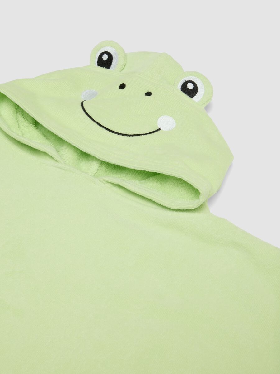 Green pure cotton baby beach poncho with hood_2