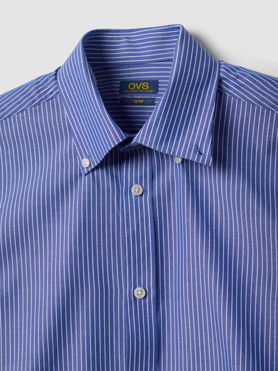 Blue cotton-blend button-down collar shirt, slim fit, easy iron_6