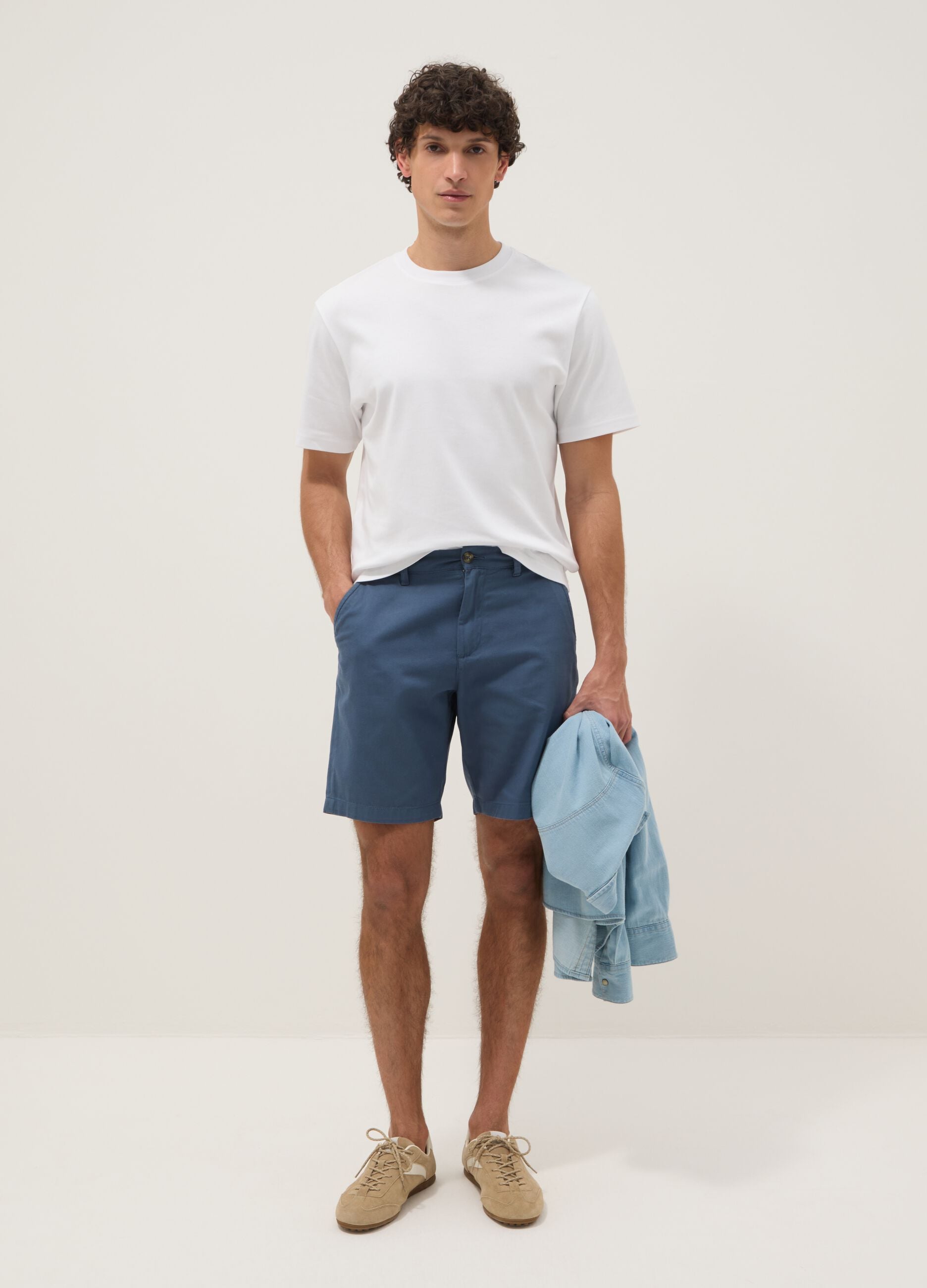 Bermuda chino blu in puro cotone regular fit