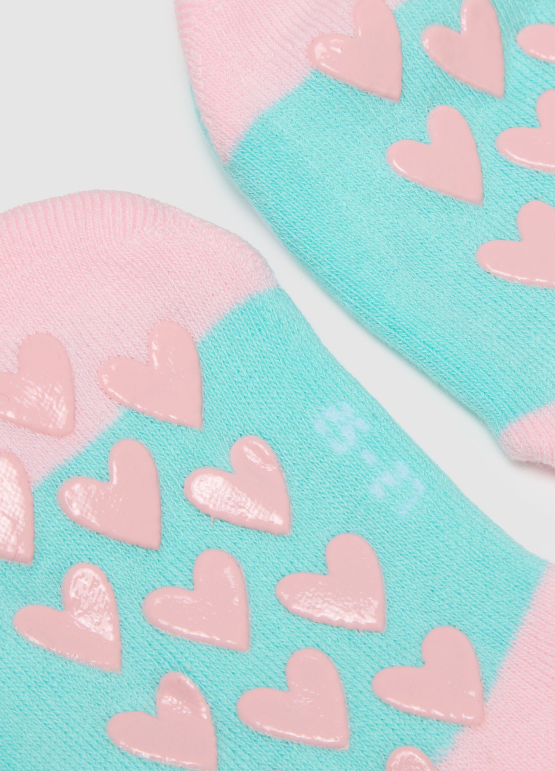 Multicolour cotton blend anti-slip socks for girls with prints