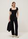 Regular fit black stretch cotton bodysuit with square neckline_1