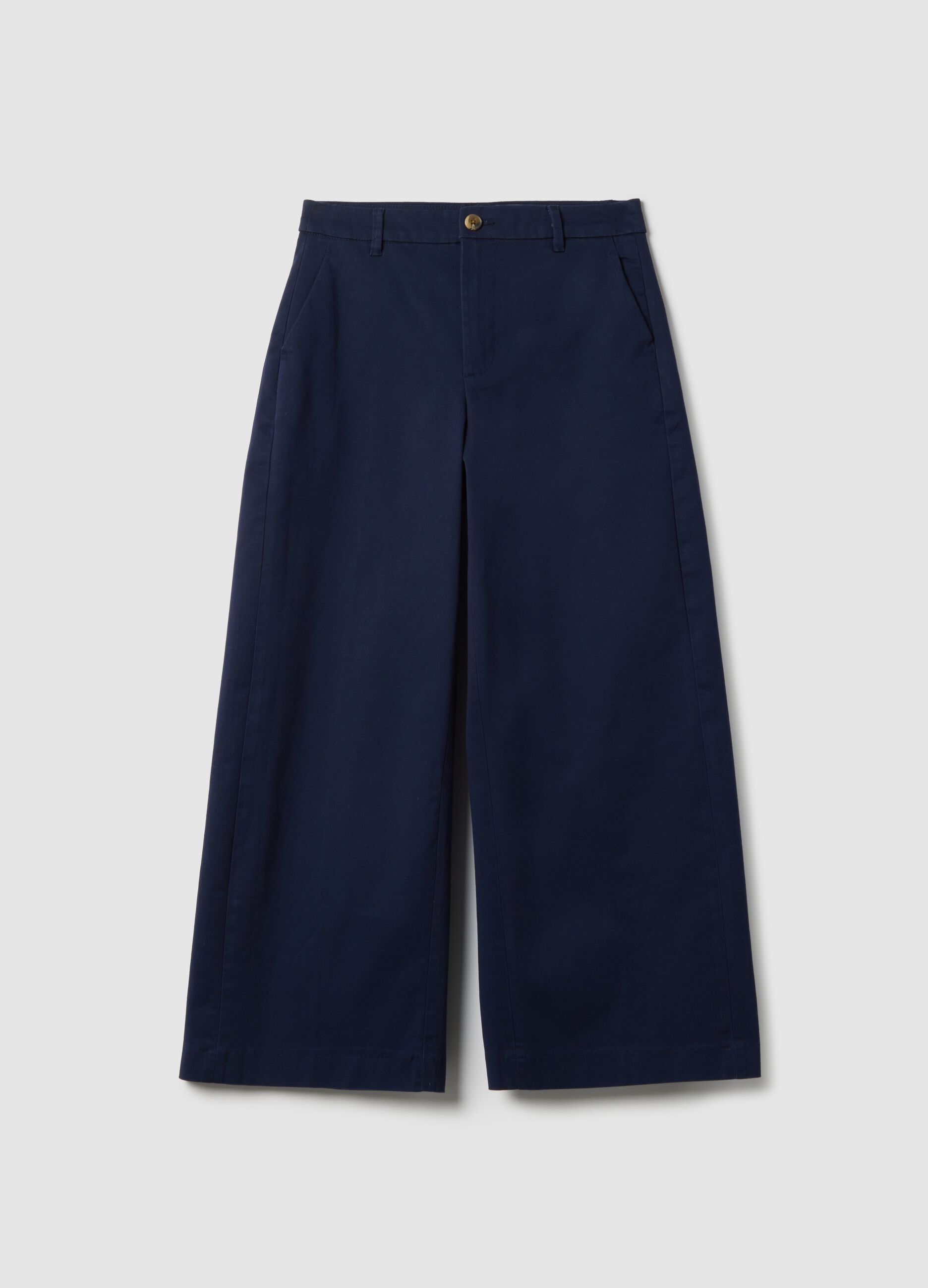Blue Stretch Cotton Regular Fit Chino Trousers