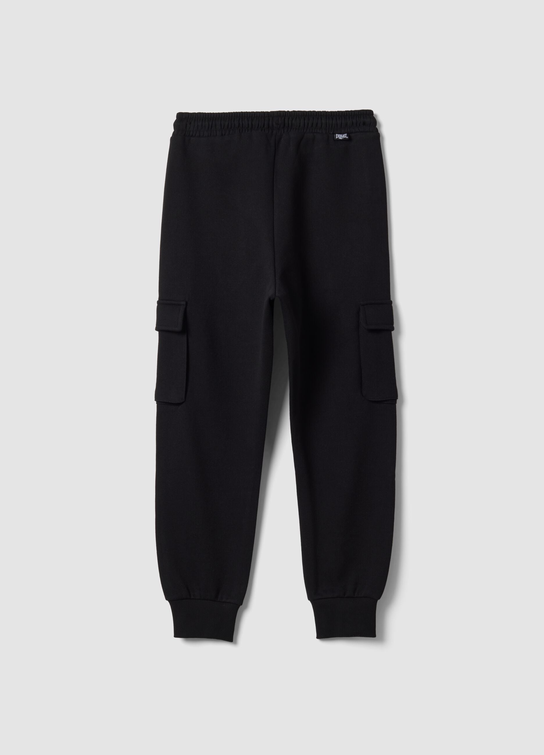 Black cotton-blend joggers with cargo pockets for boys