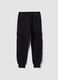 Black cotton-blend joggers with cargo pockets for boys_4