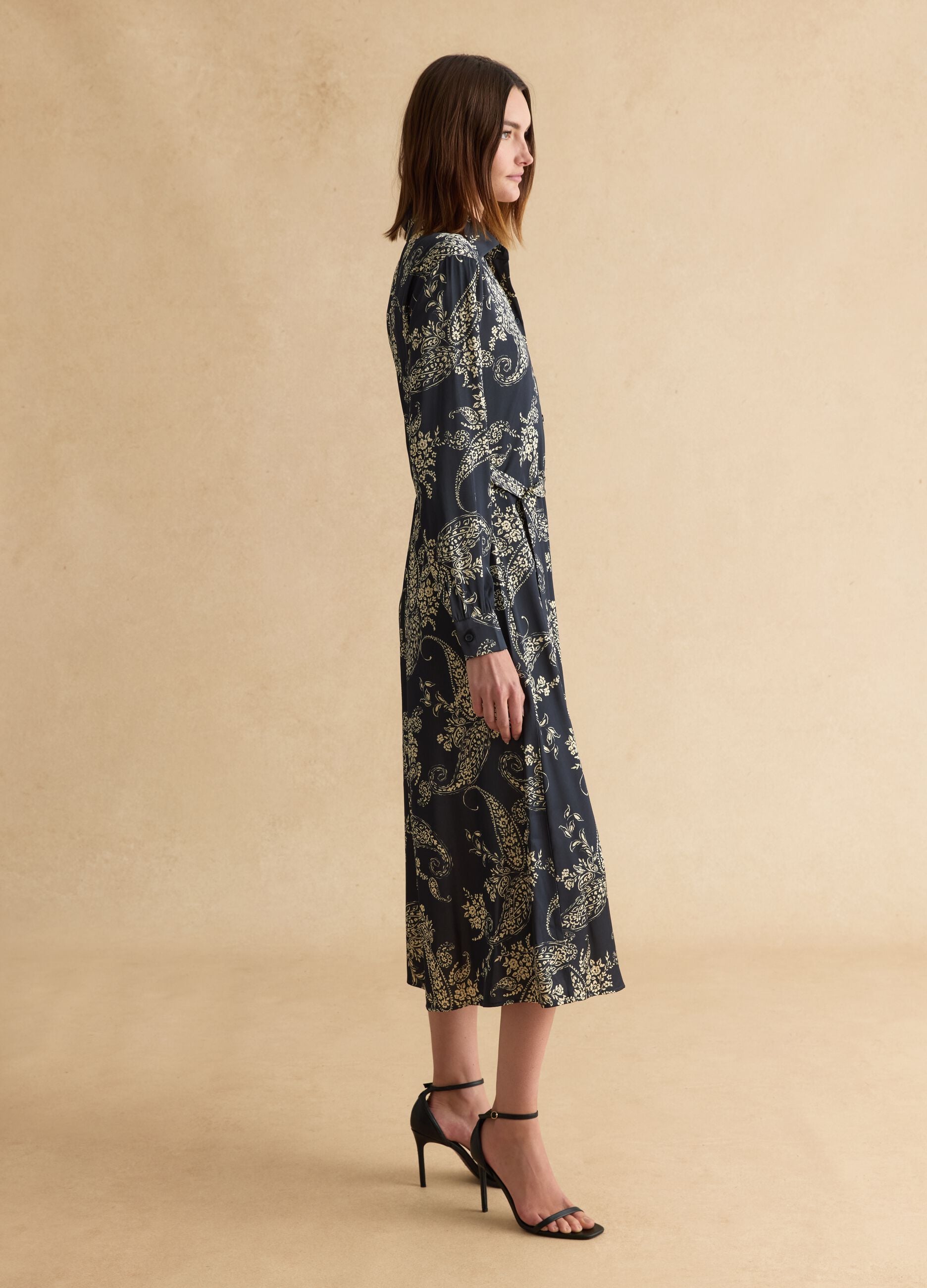 Multicolour viscose blend shirt dress regular fit with floral pattern