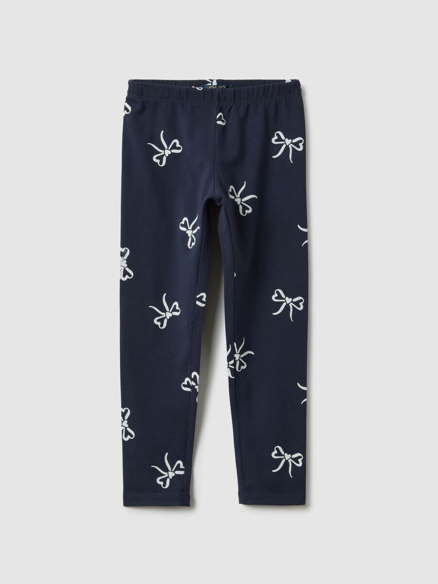 Blue skinny fit stretch cotton leggings for girls_0