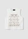 White cotton tank top with regular fit and embroidery_4