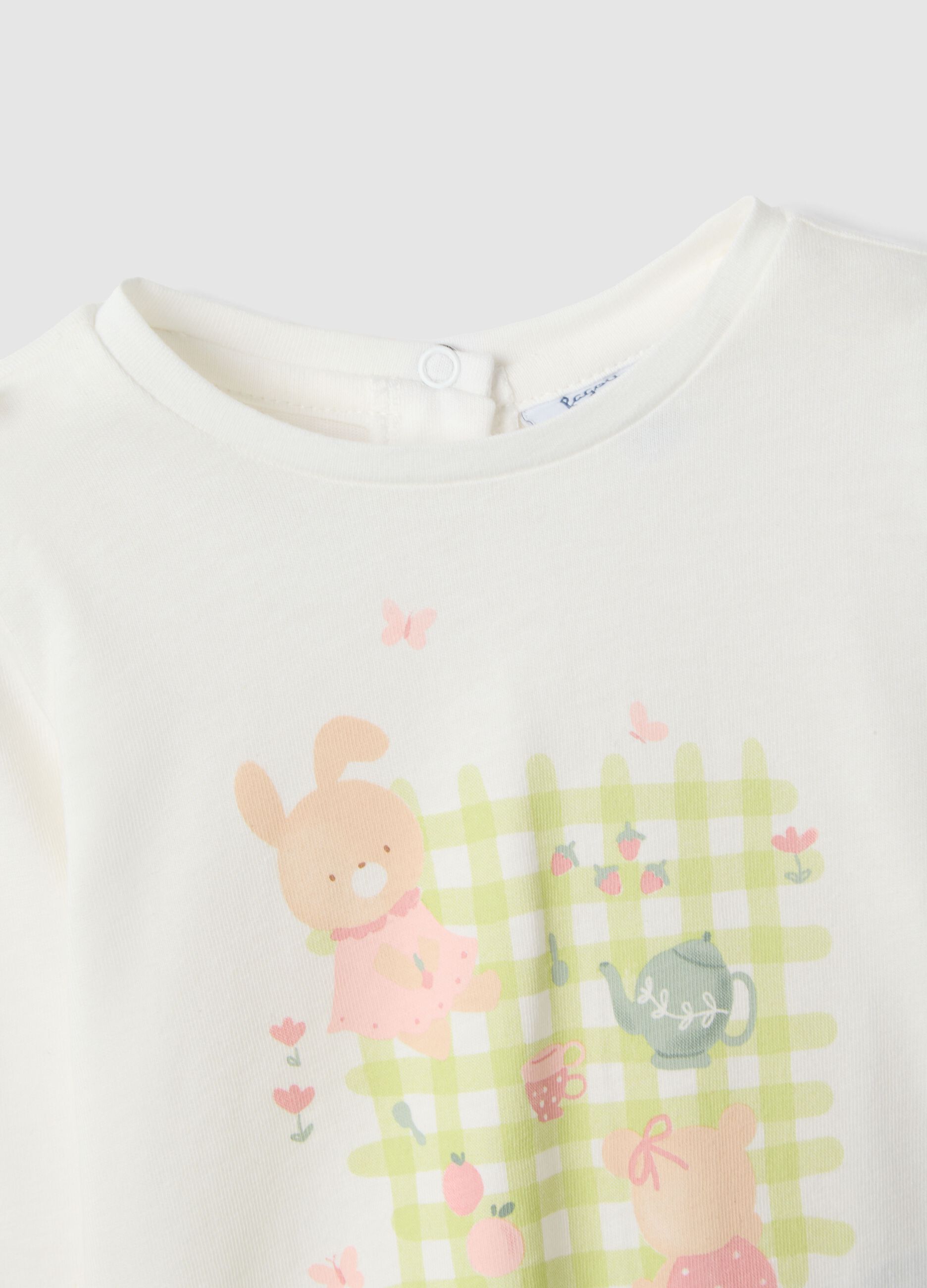White organic cotton regular fit sweater for little girls