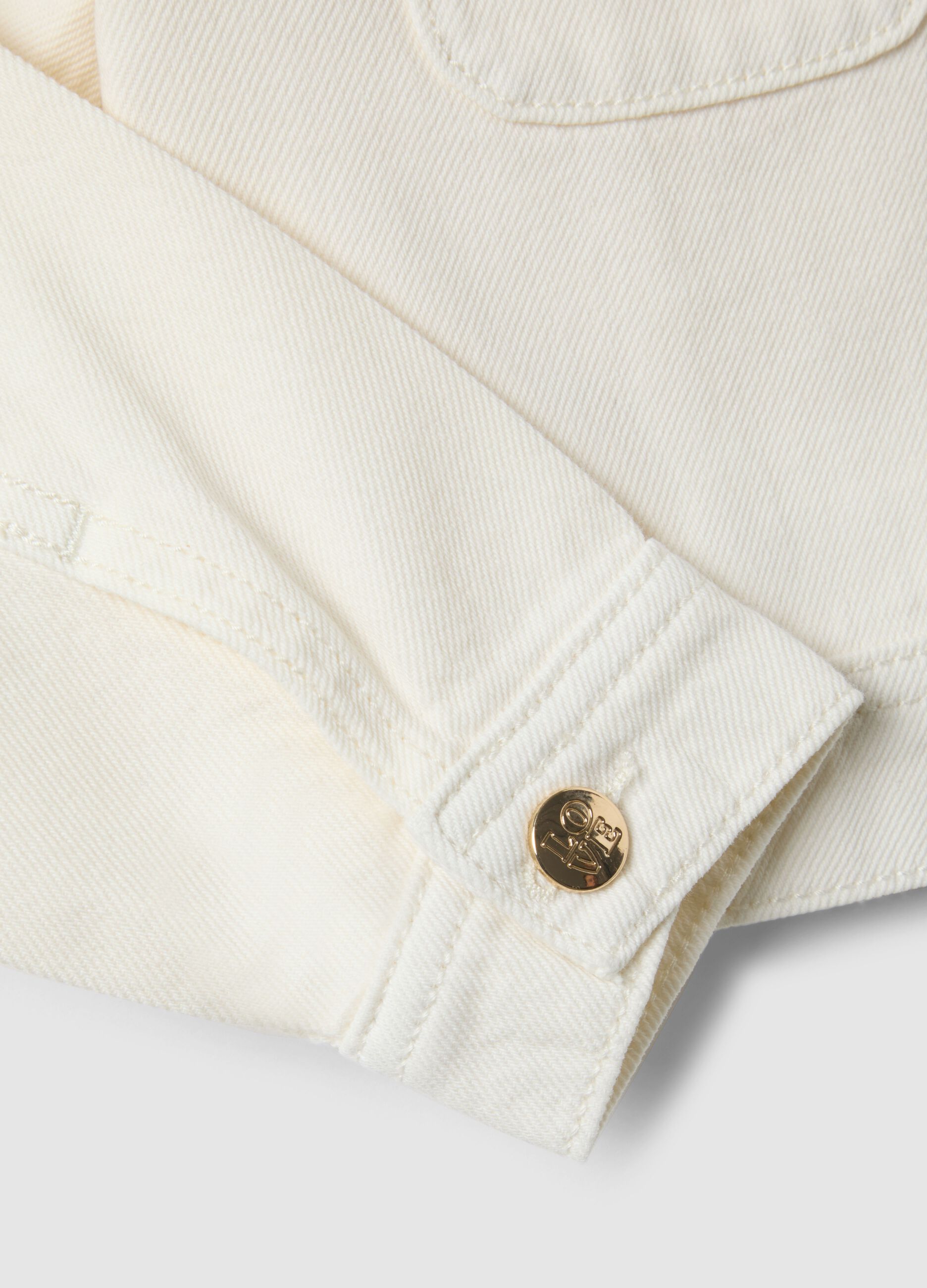 Girls' white pure cotton jacket regular fit with embroidery