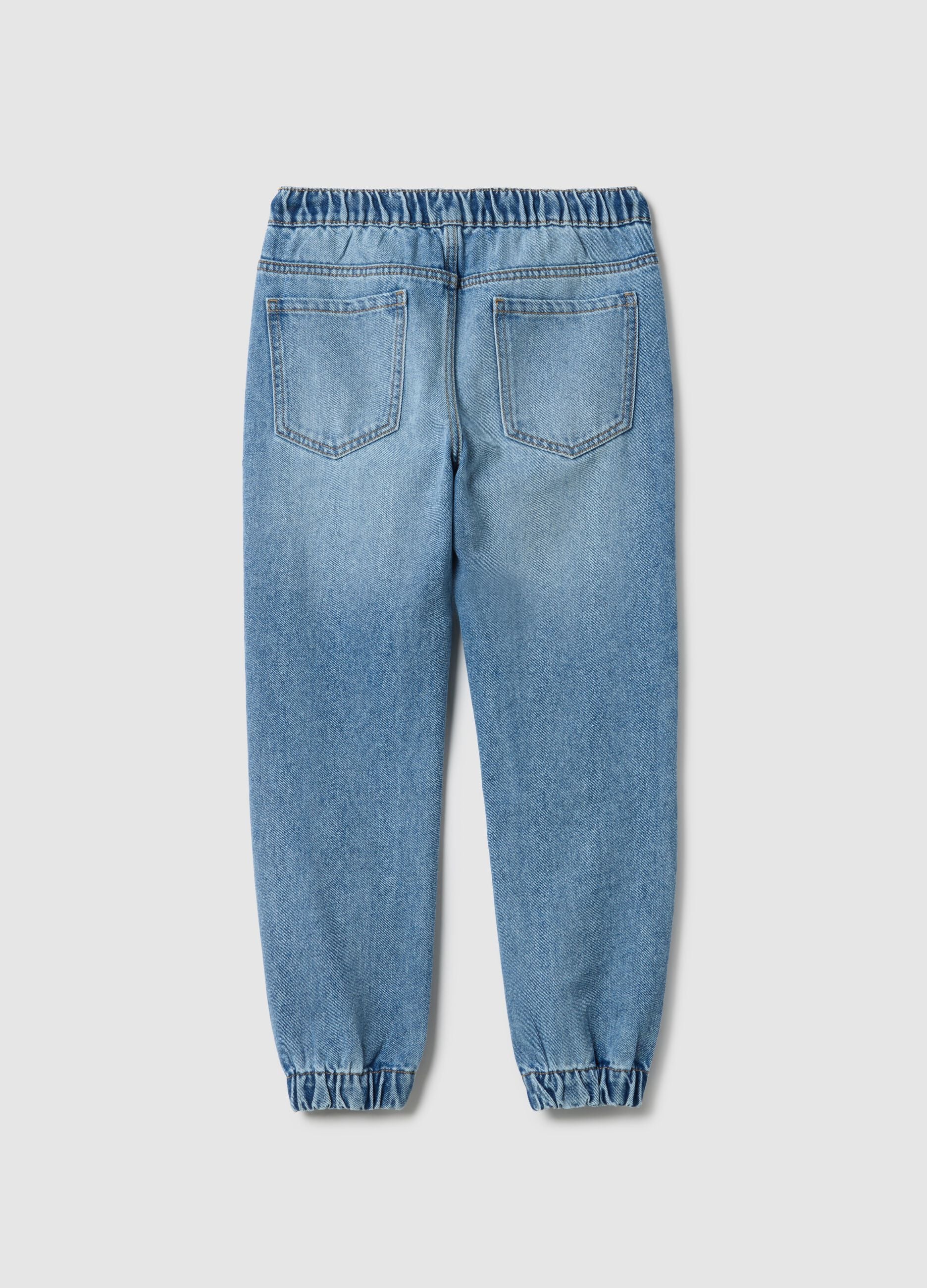 Boys' blue stretch cotton blend relaxed fit jeans