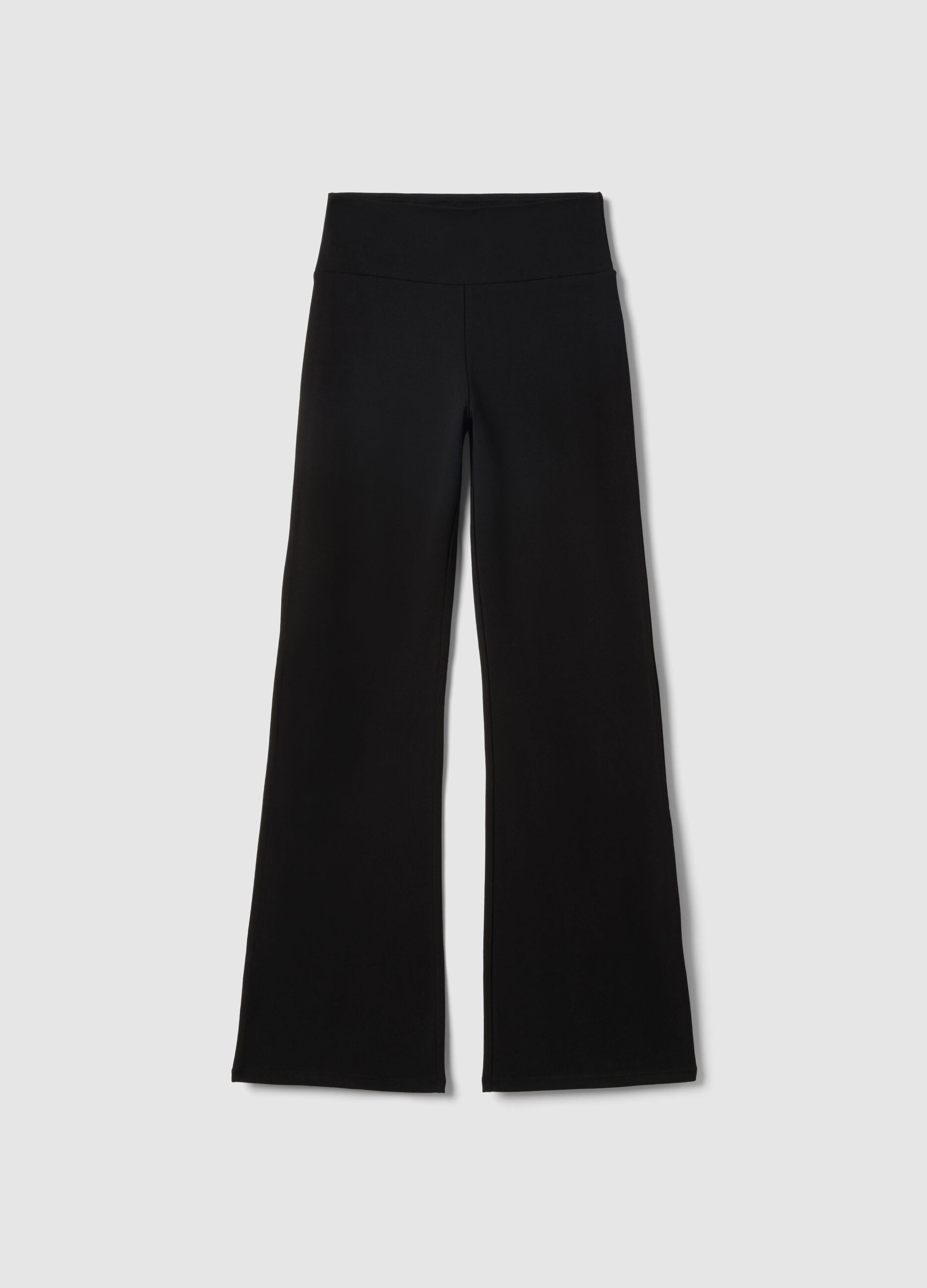 Black Stretch Cotton Flare Fit Leggings