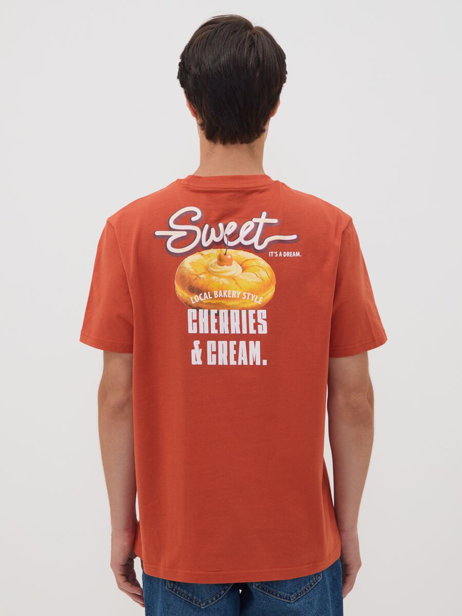 Red pure cotton jersey T-shirt with graphic print, regular fit_3