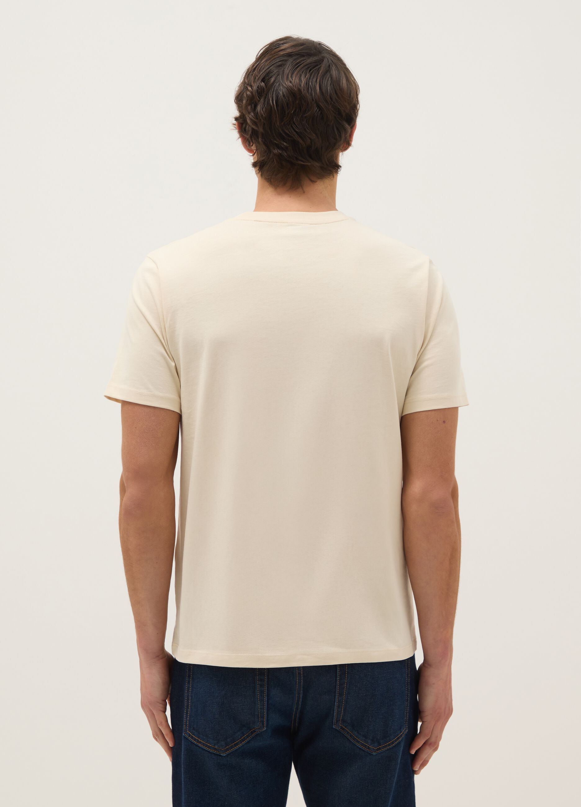 Beige pure cotton T-shirt regular fit