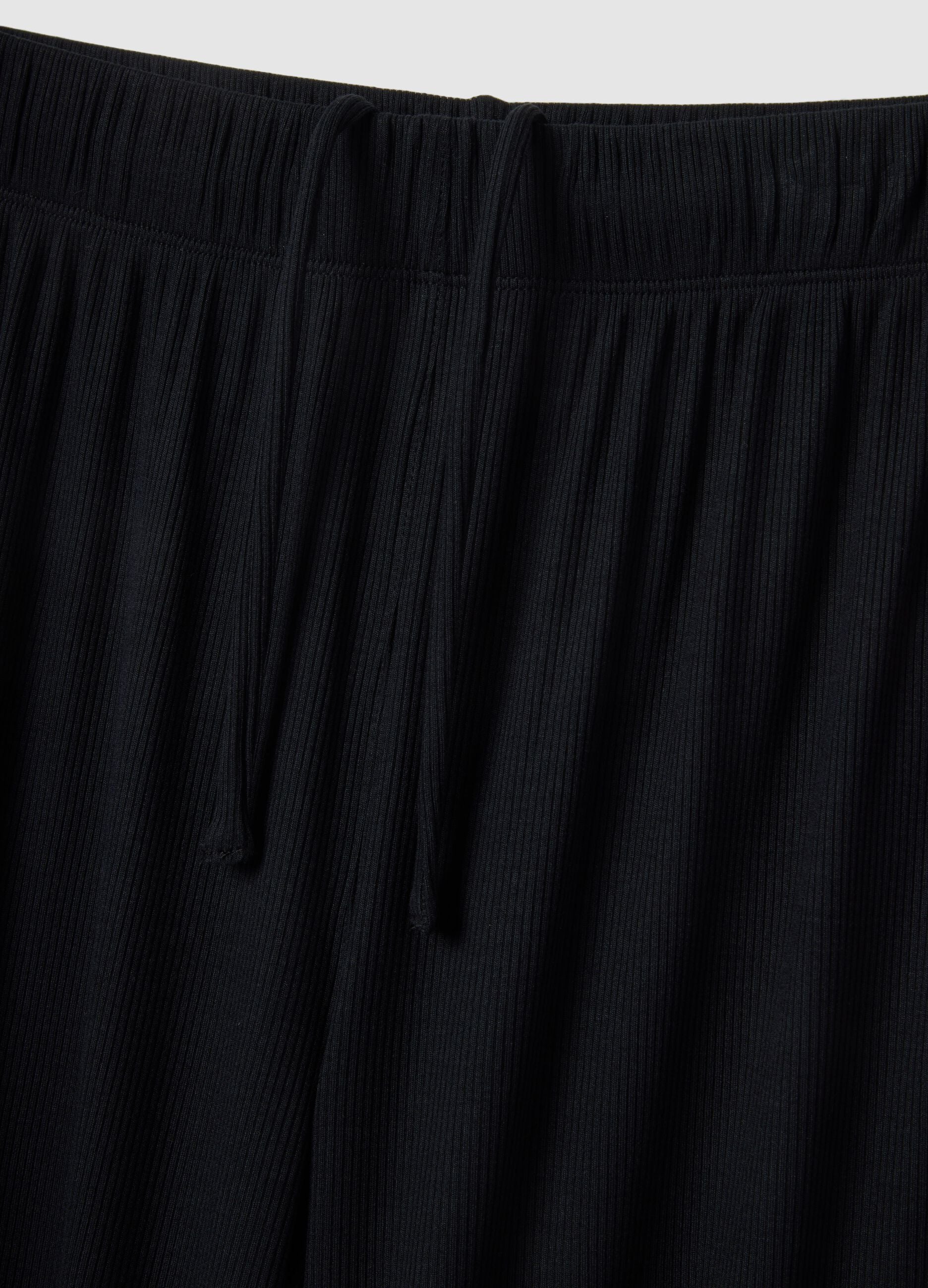 Ribbed Fluid Trousers Black