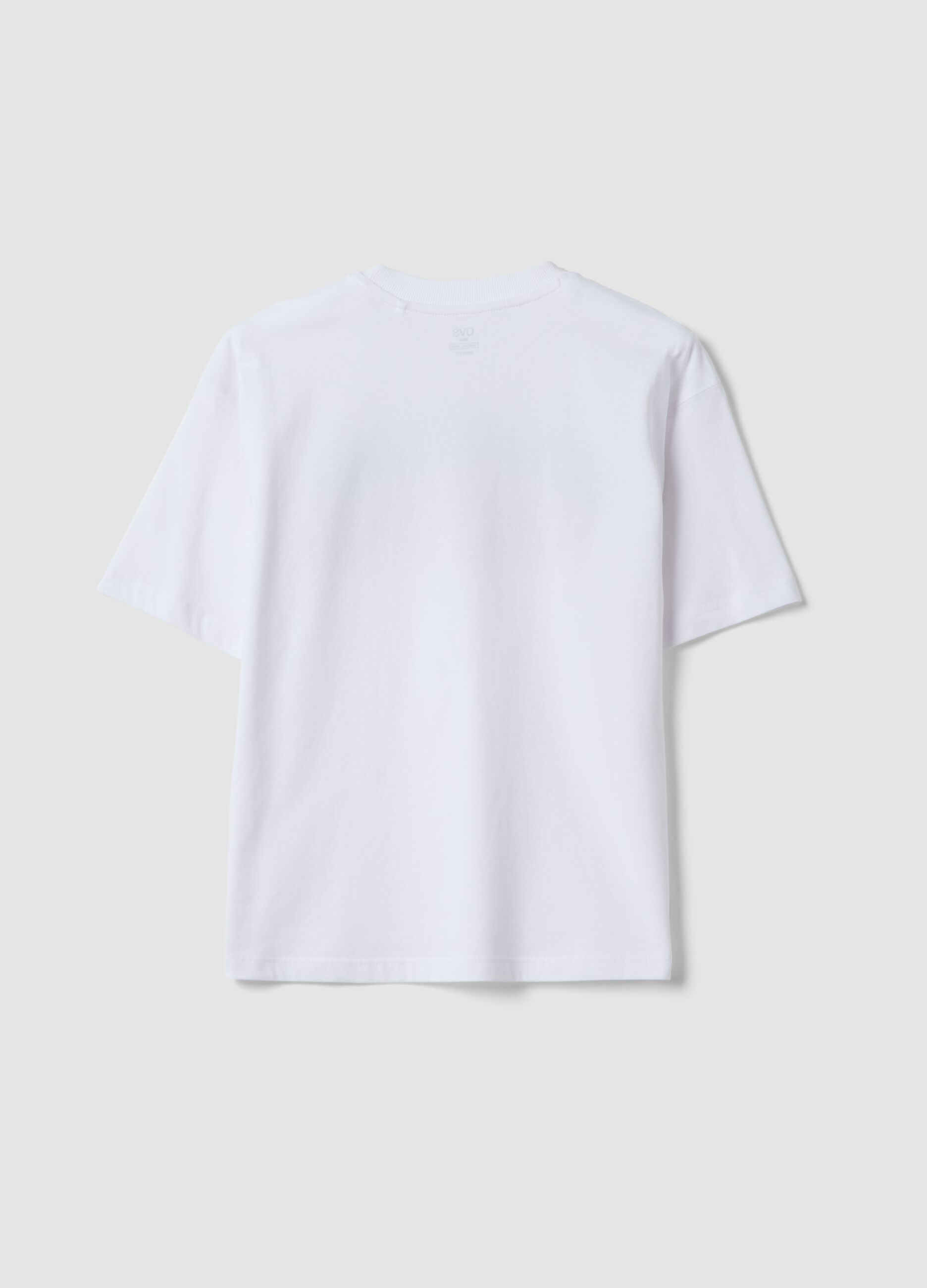 White pure cotton T-shirt with front print
