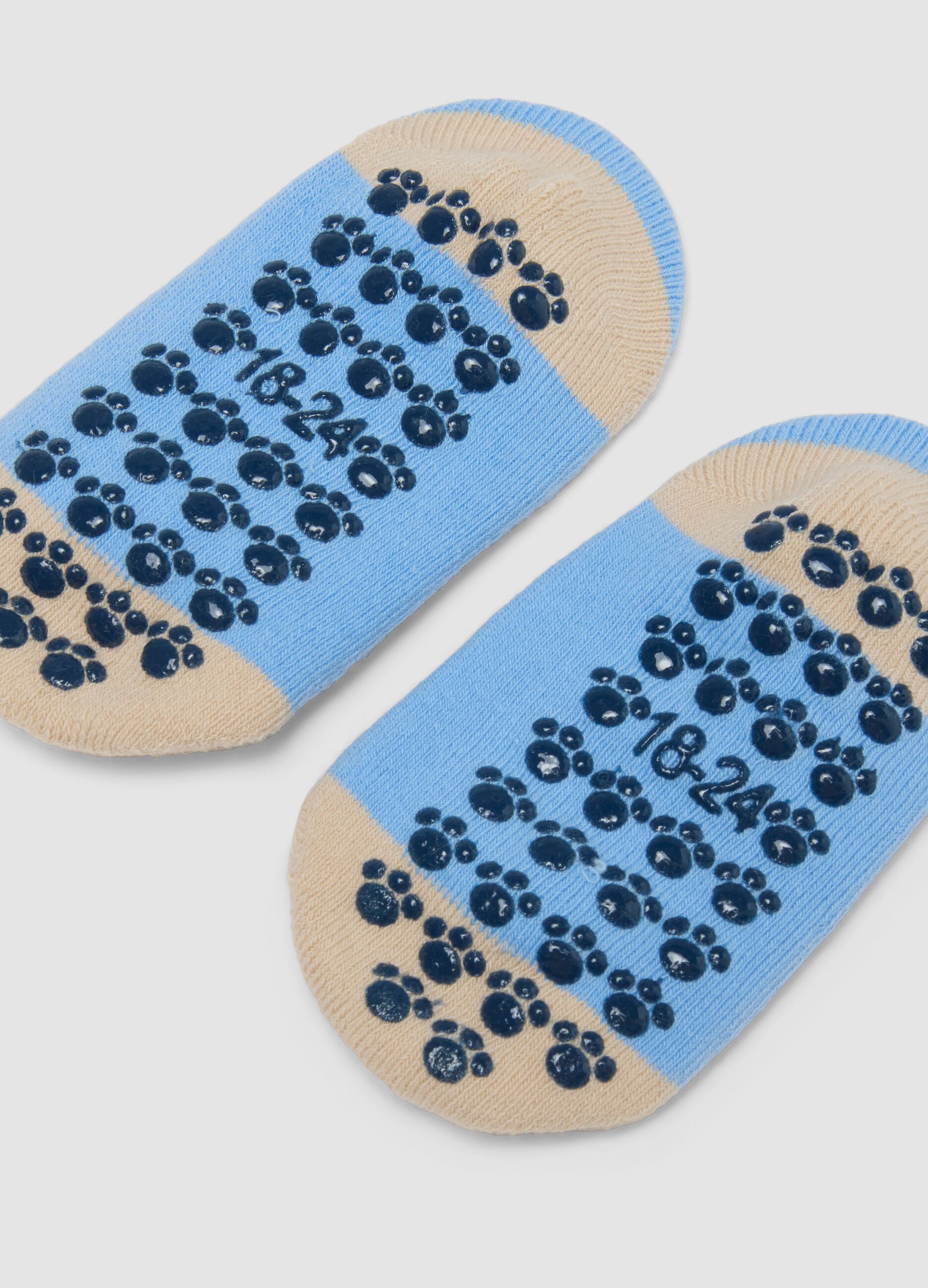 Multicoloured cotton blend non-slip baby socks with bear