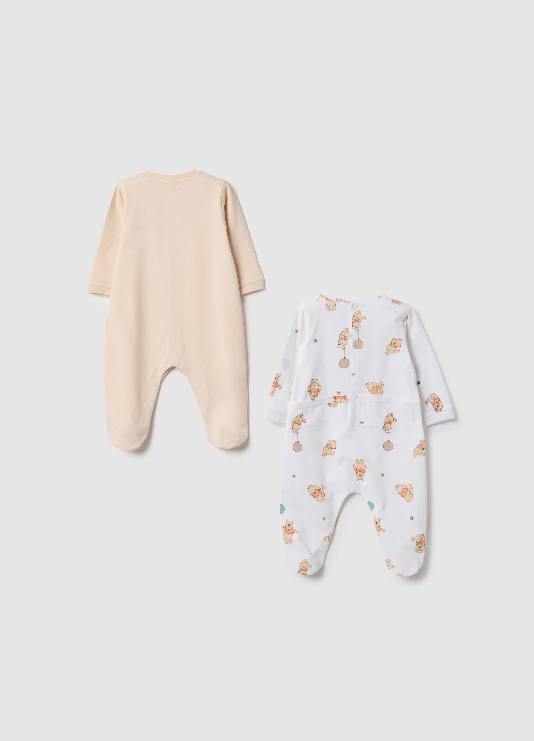 Multi-coloured pure cotton baby sleepsuits twin-pack with Disney prints