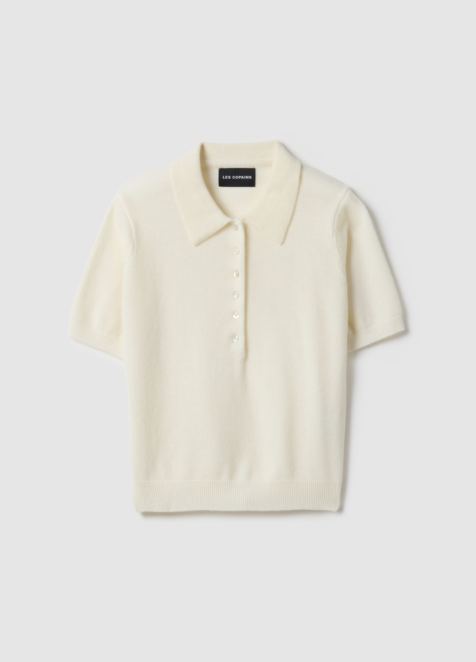 White pure wool polo neck regular fit sweater