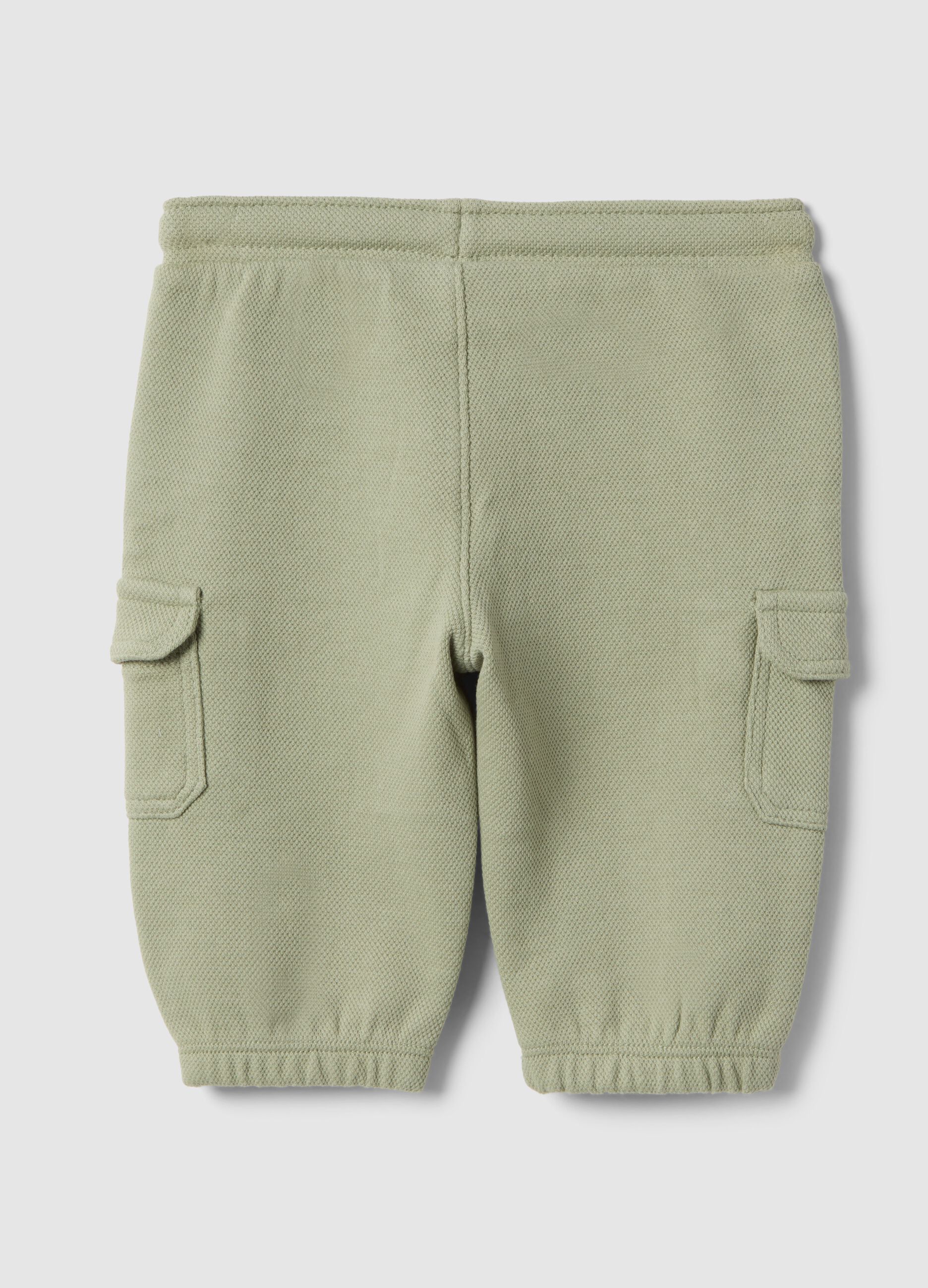 Baby green cotton-blend cargo shorts, regular fit
