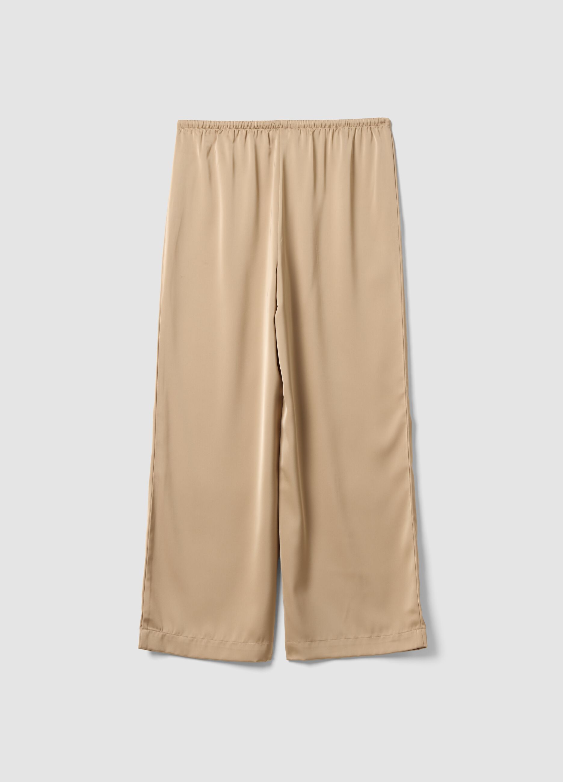 Beige wide-leg trousers with regular waist