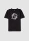 Children's oversized fit pure black cotton T-shirt with koi carp_3
