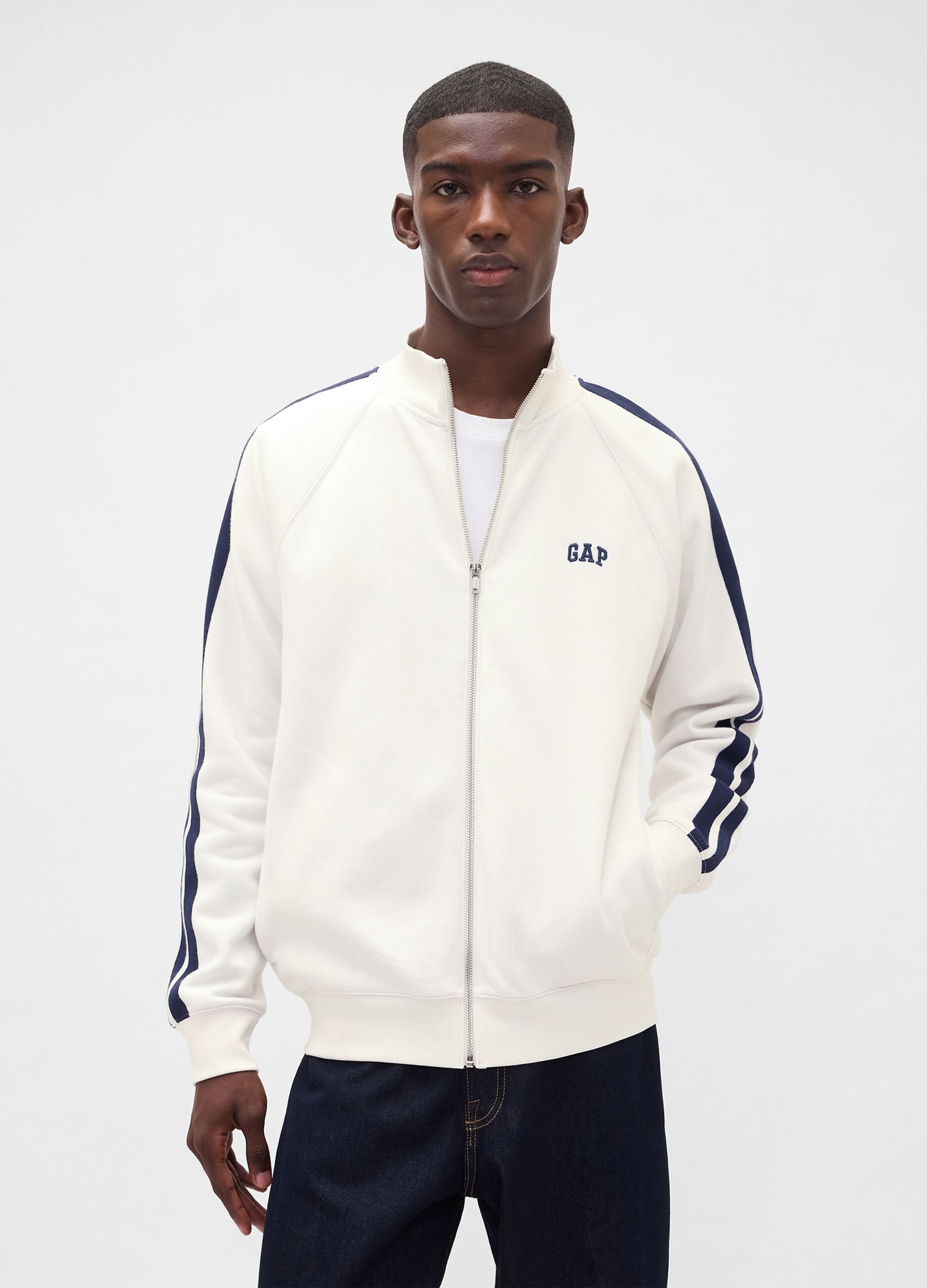 White Full Zip Hoodie