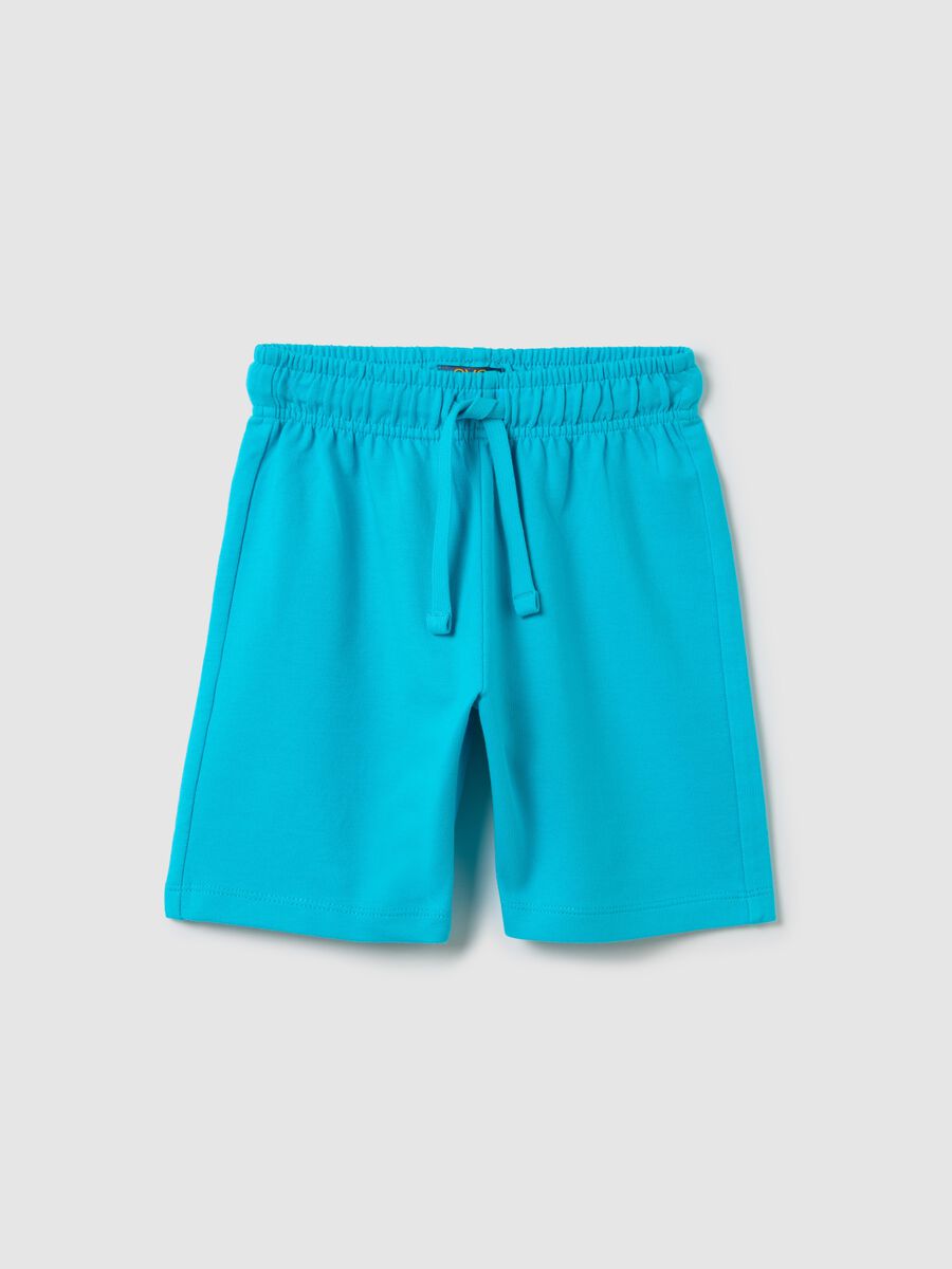 Boy's light blue shorts in 100% cotton with regular fit_0