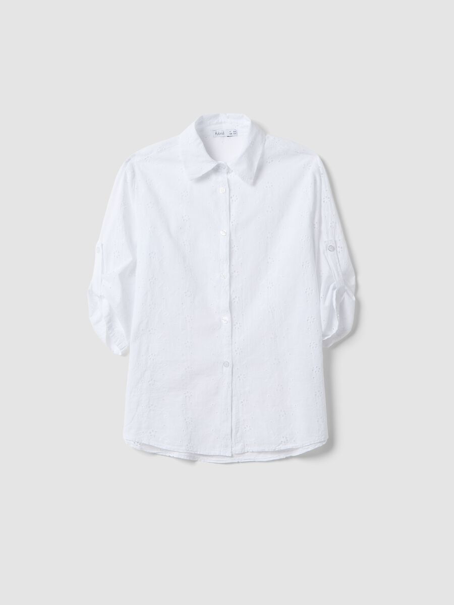 White broderie anglaise pure cotton shirt, regular fit_4