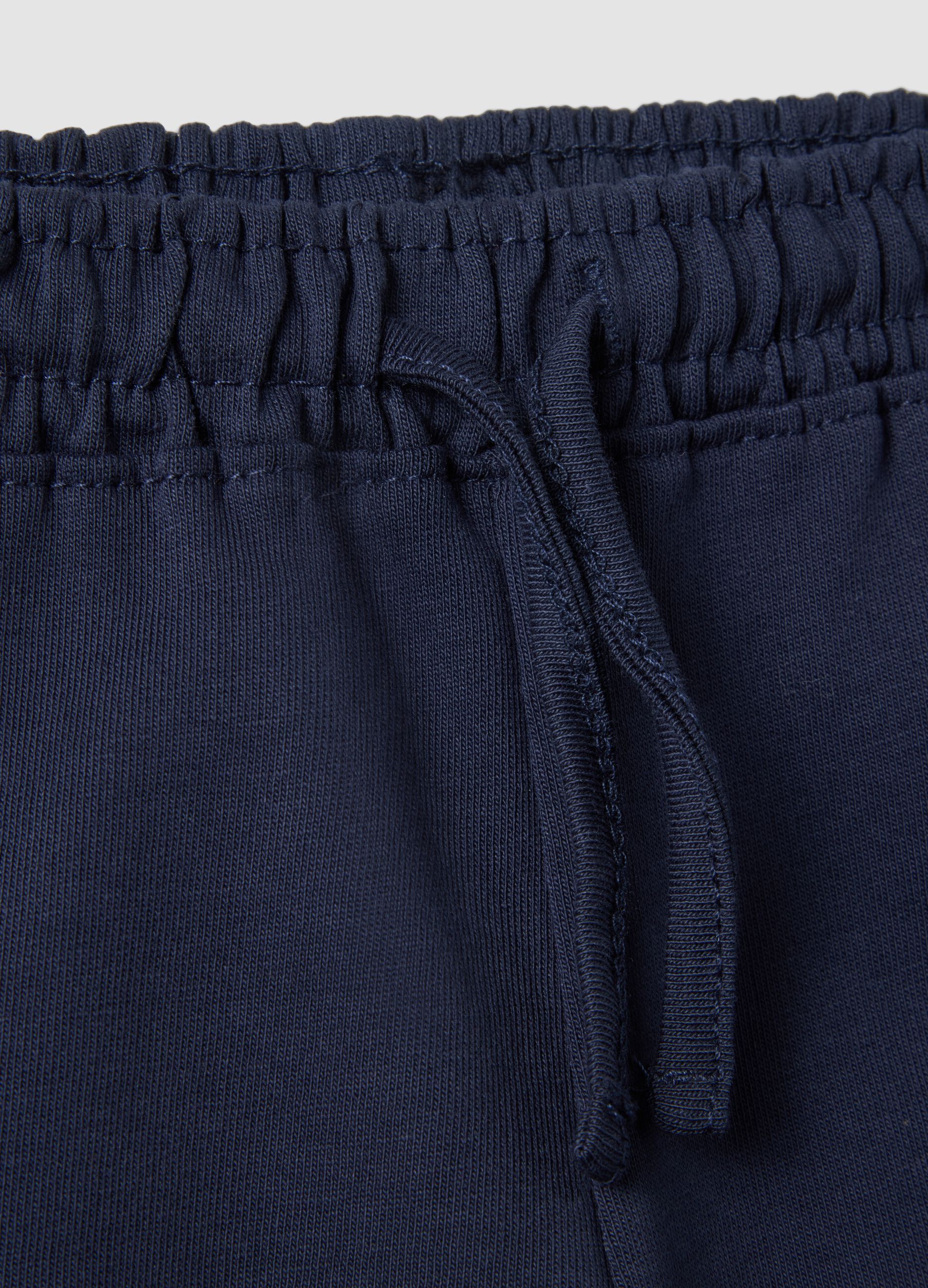 Girls' blue 100% cotton regular-fit shorts