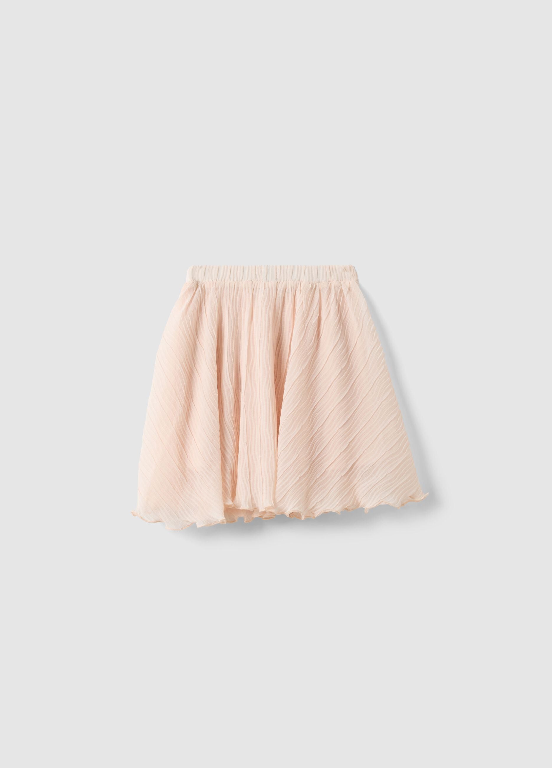 Pink pleated skirt for girls with elastic waist
