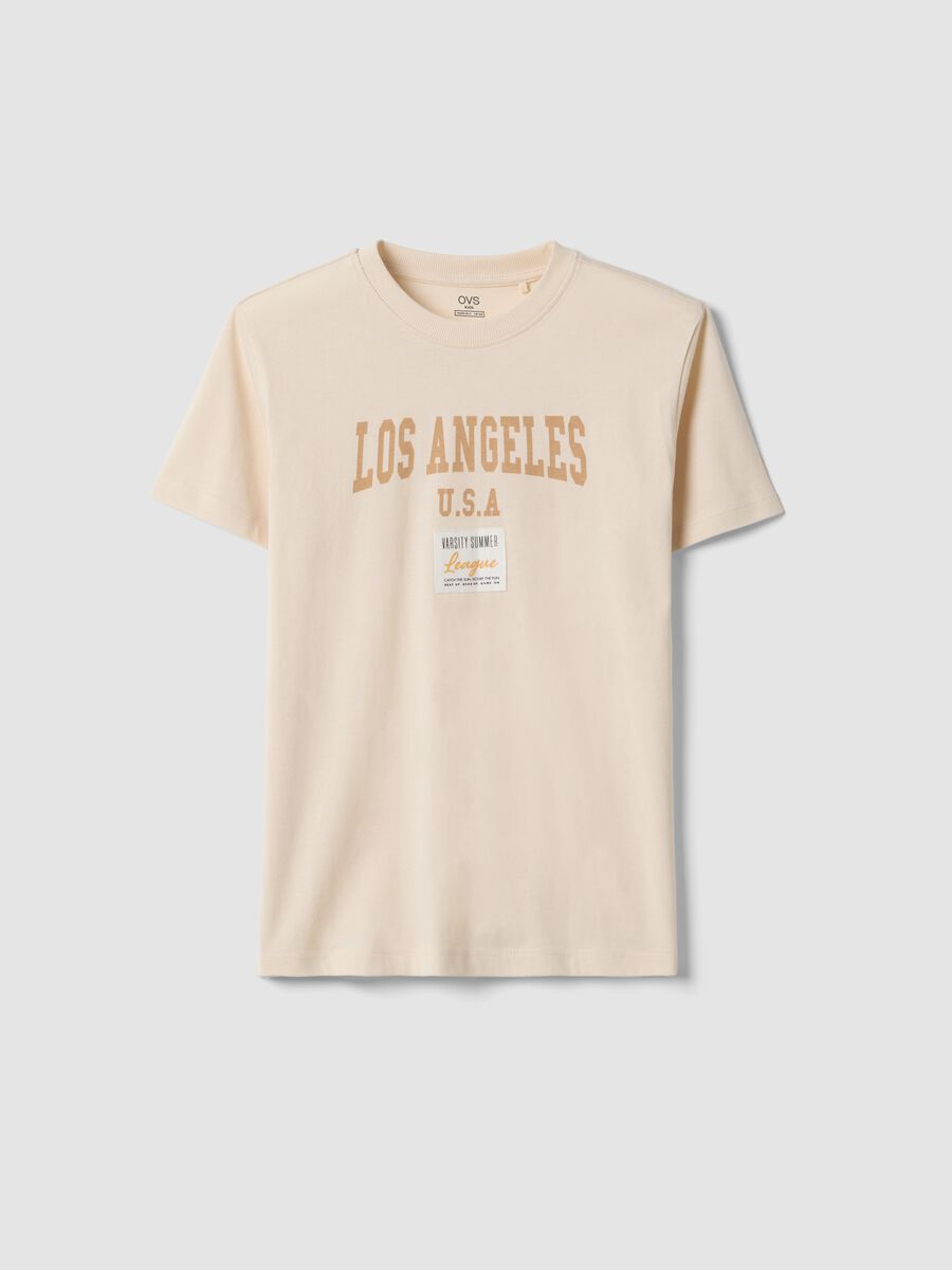 T-shirt in puro cotone beige da ragazzo regular fit con stampa_3
