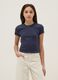 Blue cotton elasticated t-shirt for girls with heart embroidery_0