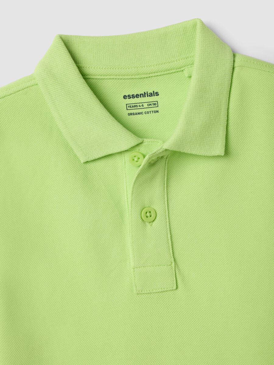 Polo a maniche corte verde in puro cotone organico da bambino_2