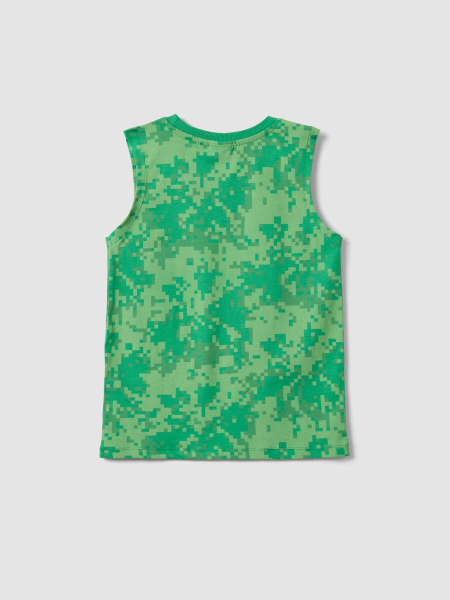 Green pure cotton boys' vest with Minecraft prints_1