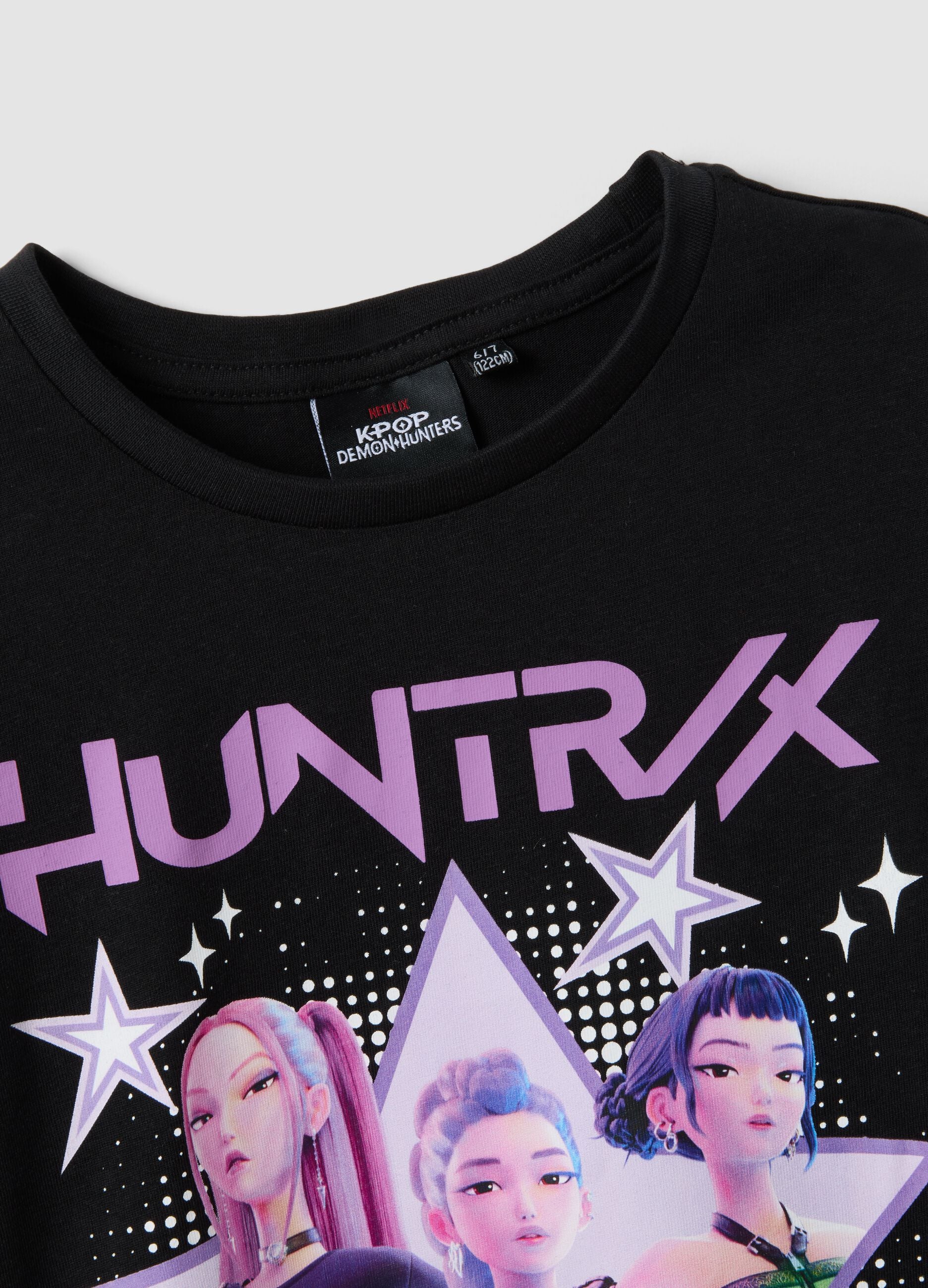 Girls' regular fit black pure cotton T-shirt with print