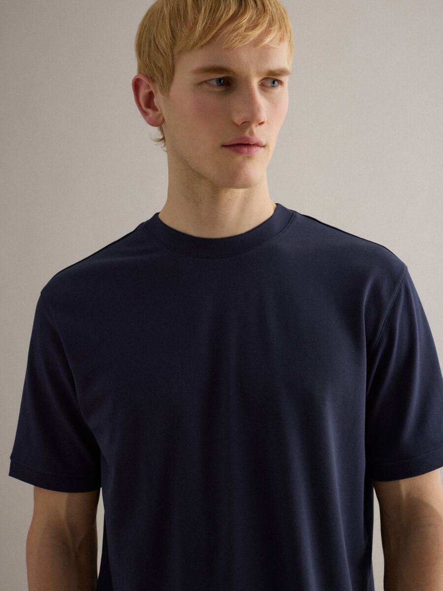 Blue relaxed fit crew neck t-shirt in stretch cotton_1