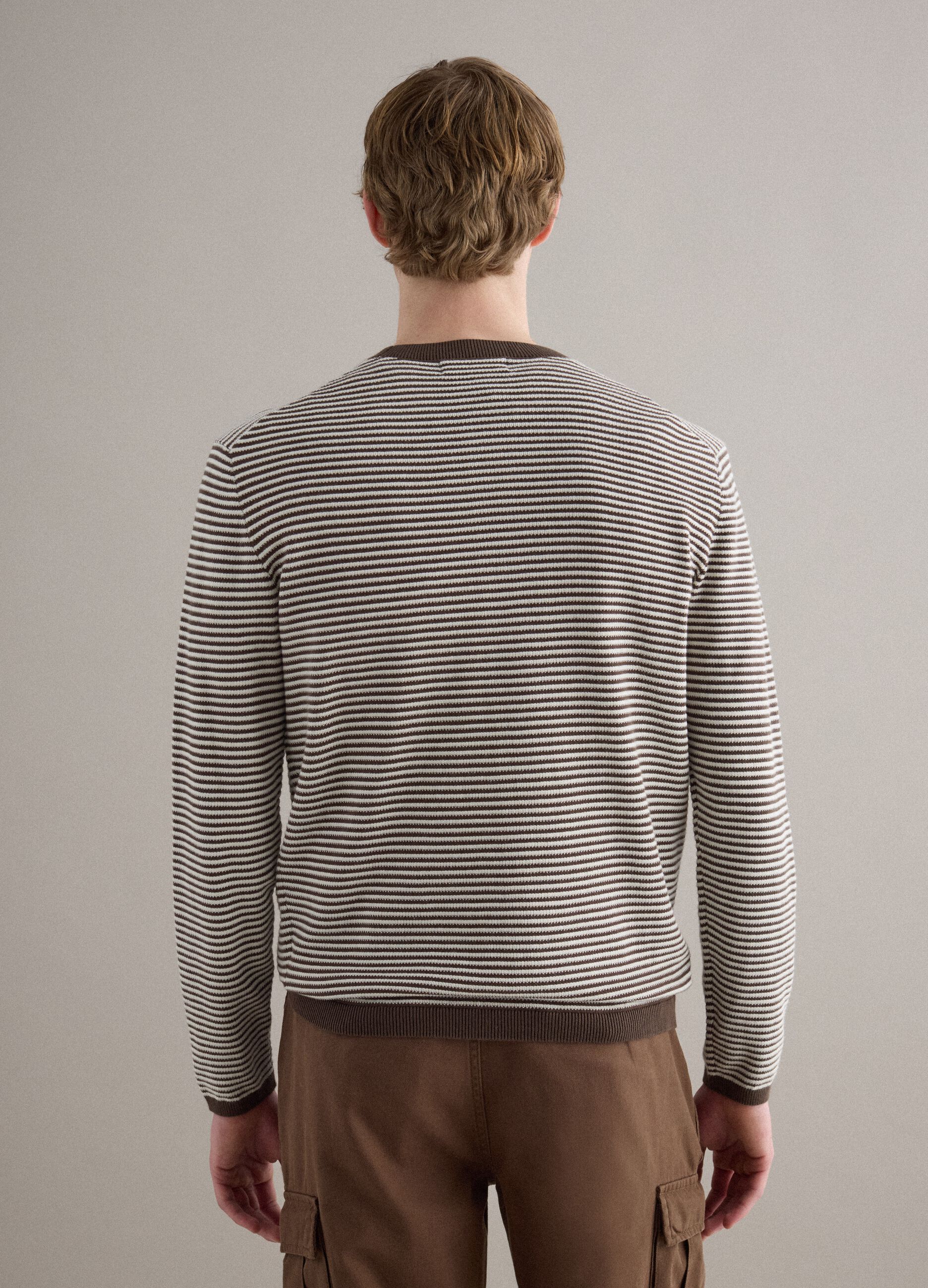 Multicoloured striped pure cotton sweater regular fit