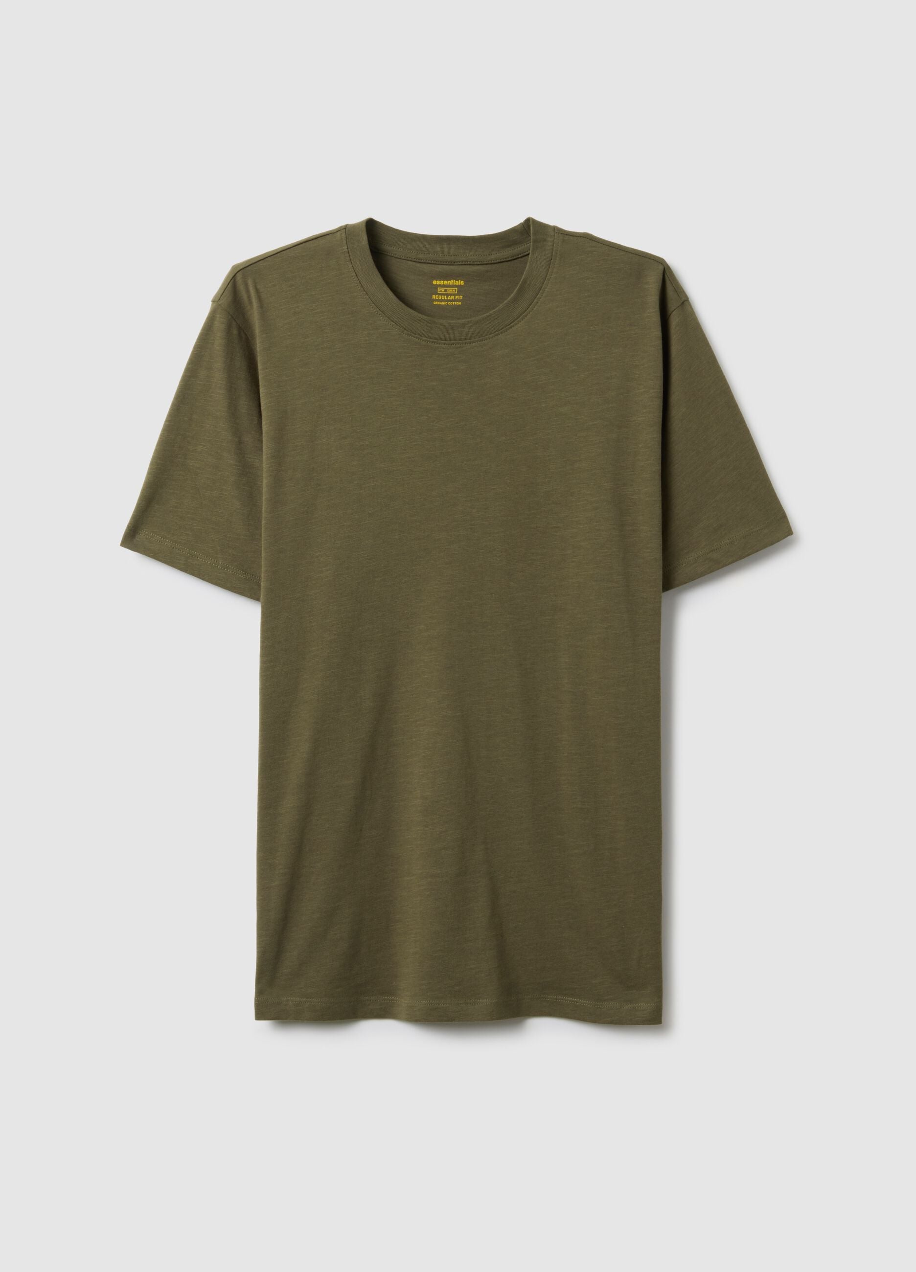 Regular fit green pure cotton t-shirt