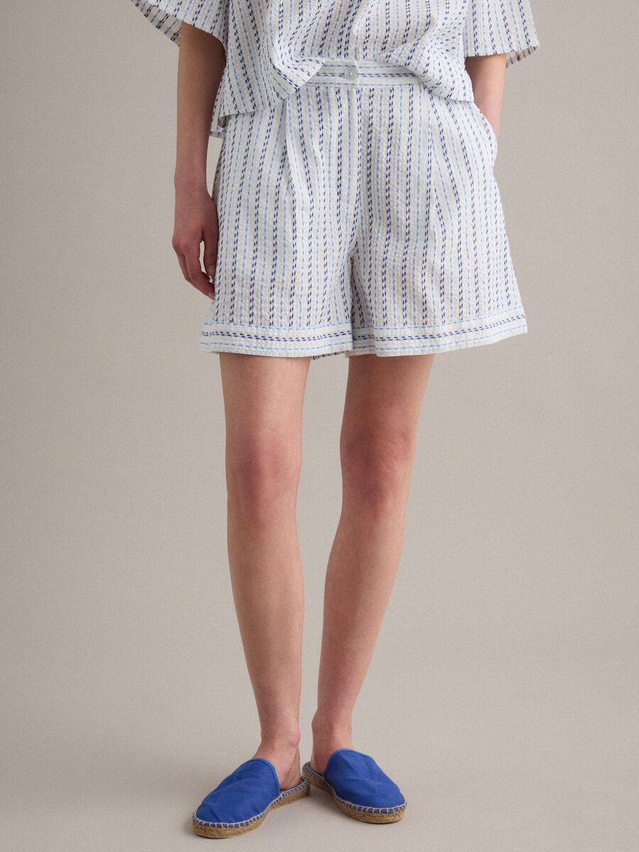 White pure cotton striped shorts_2