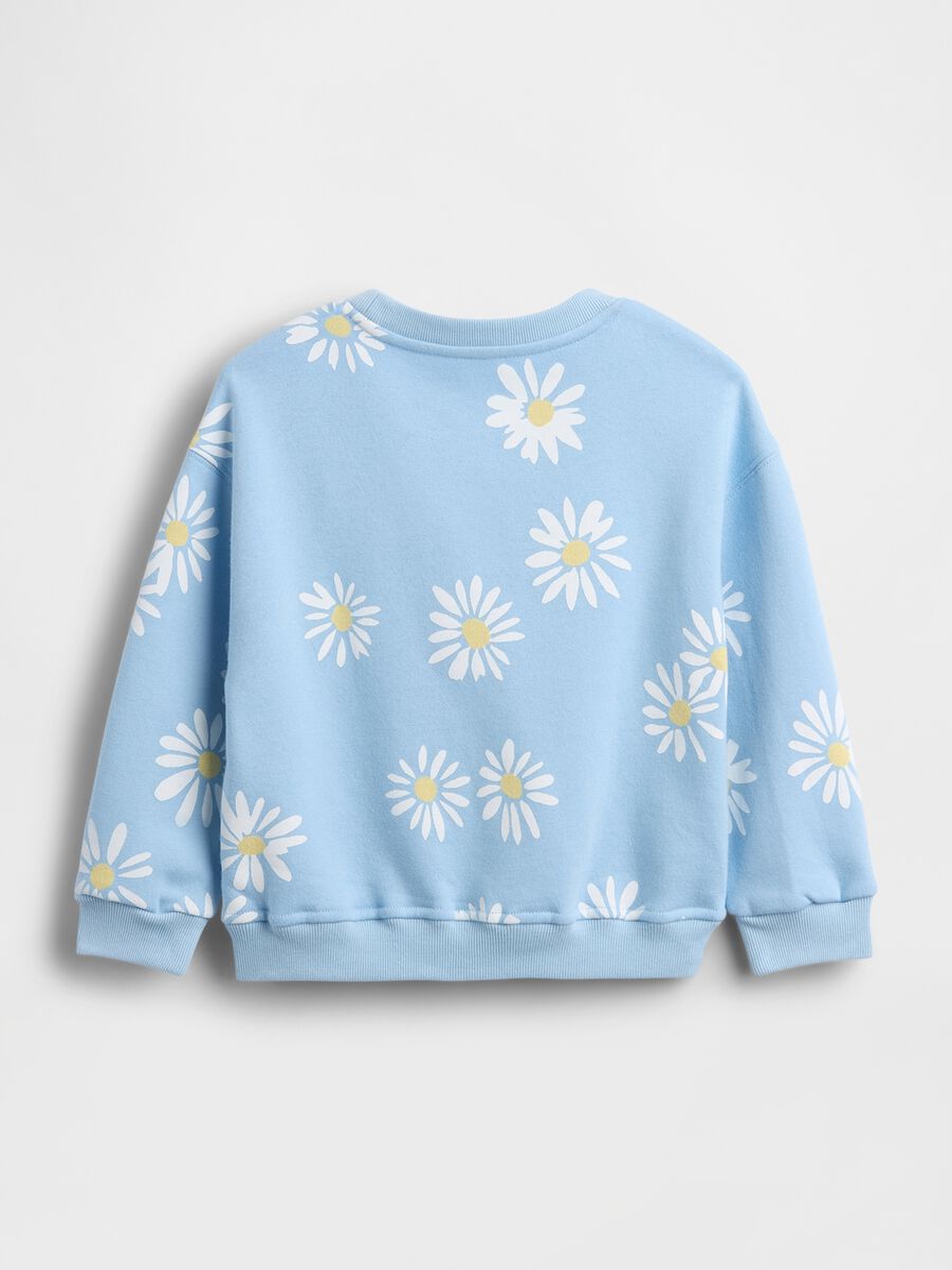 Light blue cotton-blend baby sweatshirt, regular fit, with daisies_1