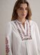 White pure cotton shirt with colourful embroidery_0