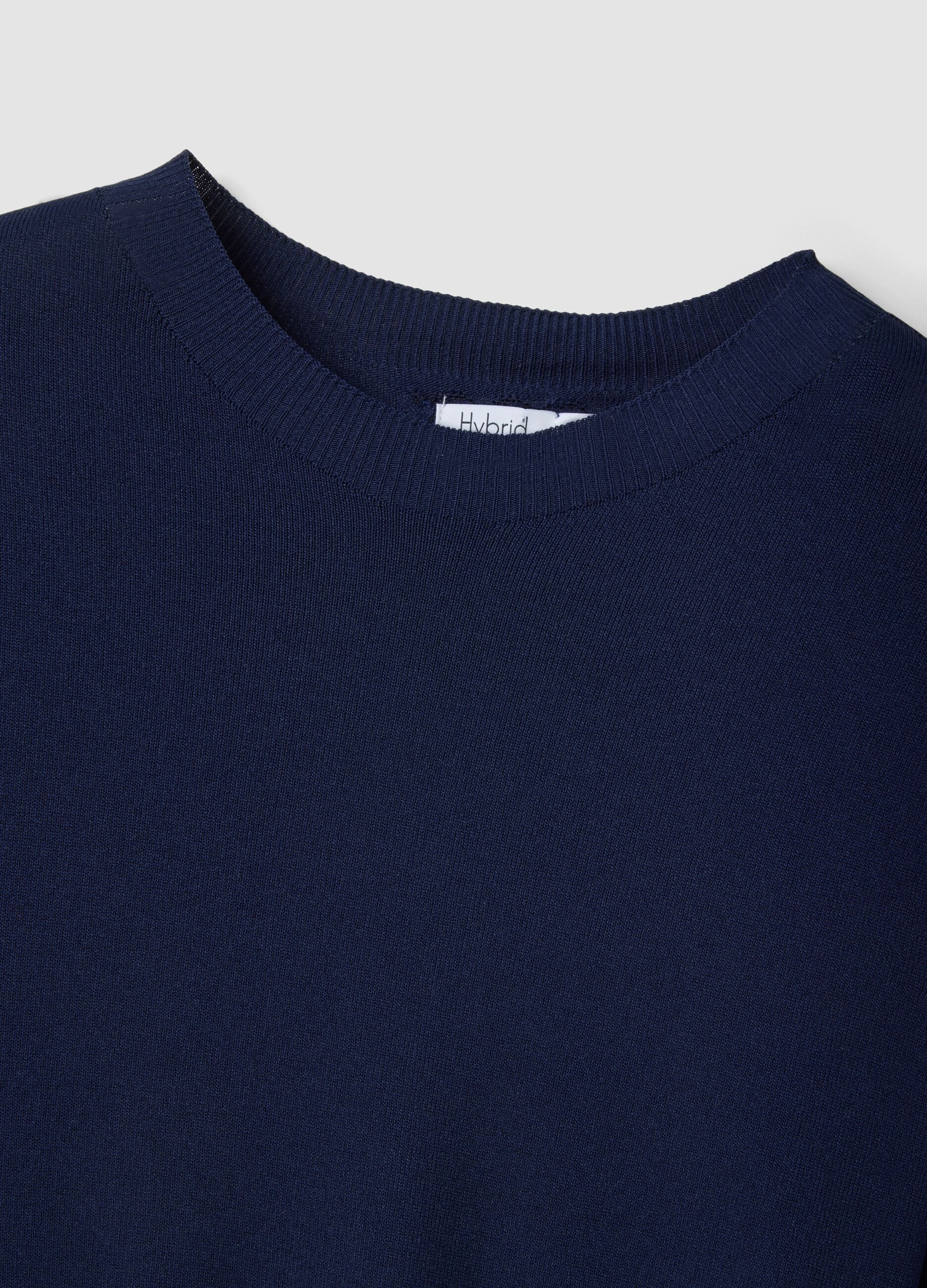 Blue Viscose Blend Regular Fit T-shirt
