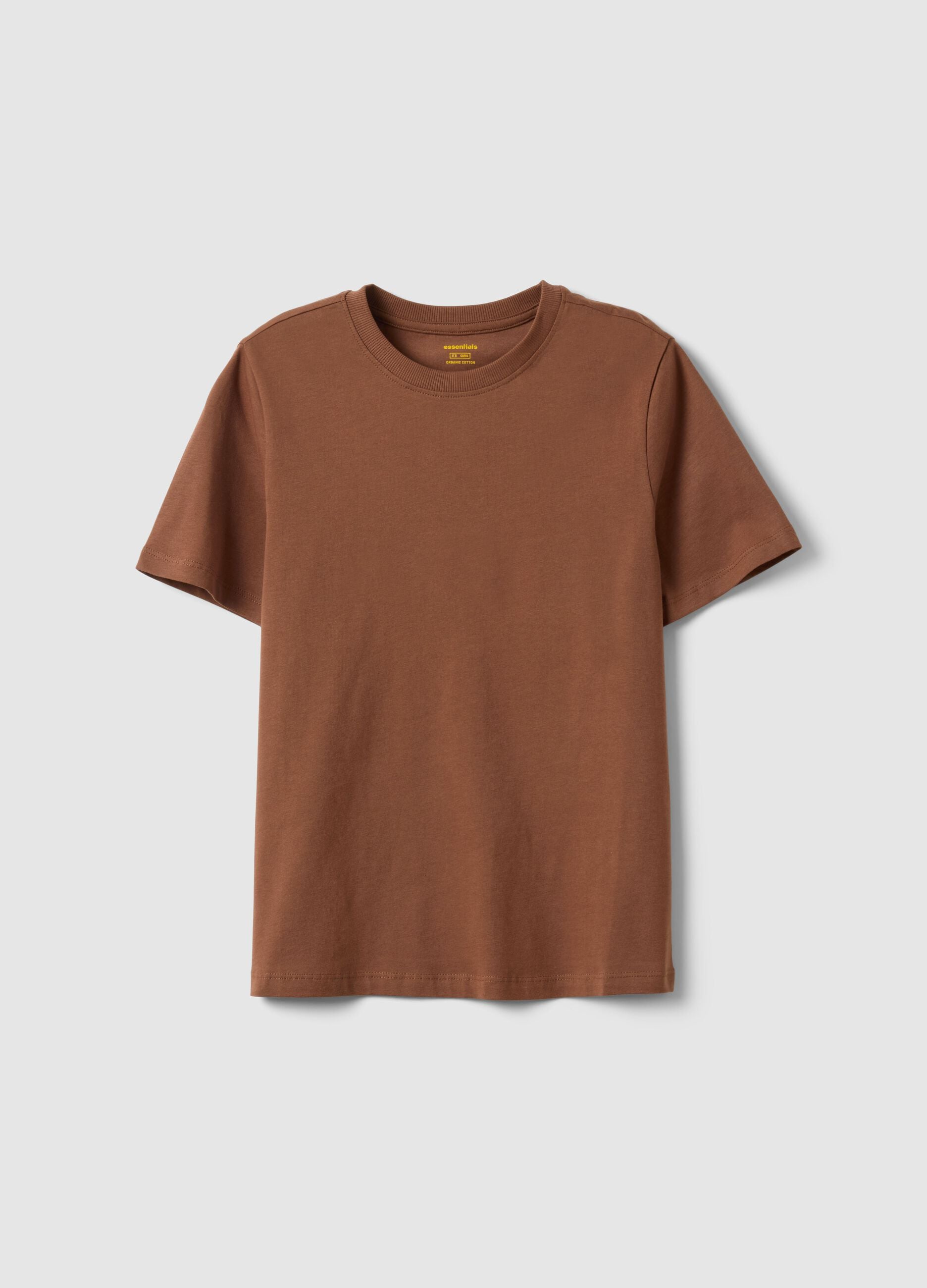 Brown pure cotton crew neck T-shirt regular fit