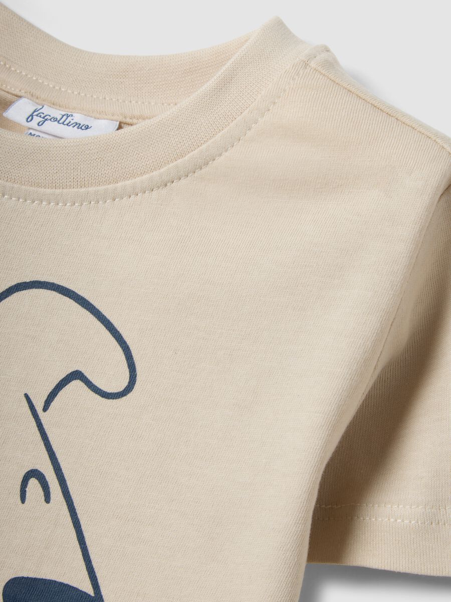 Beige pure cotton toddler t-shirt regular fit with dog print_2