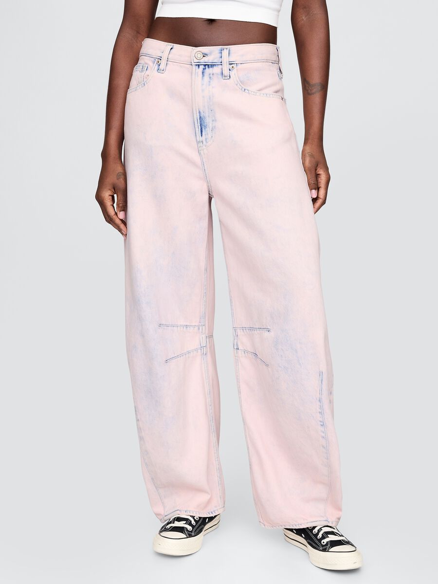 Pink denim trousers with regular fit_1