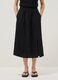 Black long skirt with regular fit, elasticated waist and slit_1