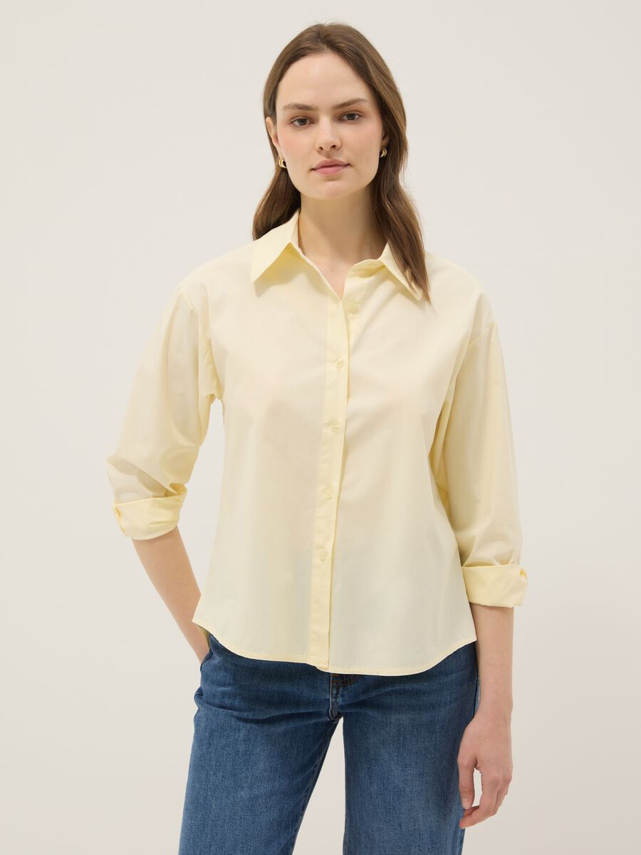 Yellow pure cotton slim-fit shirt_1