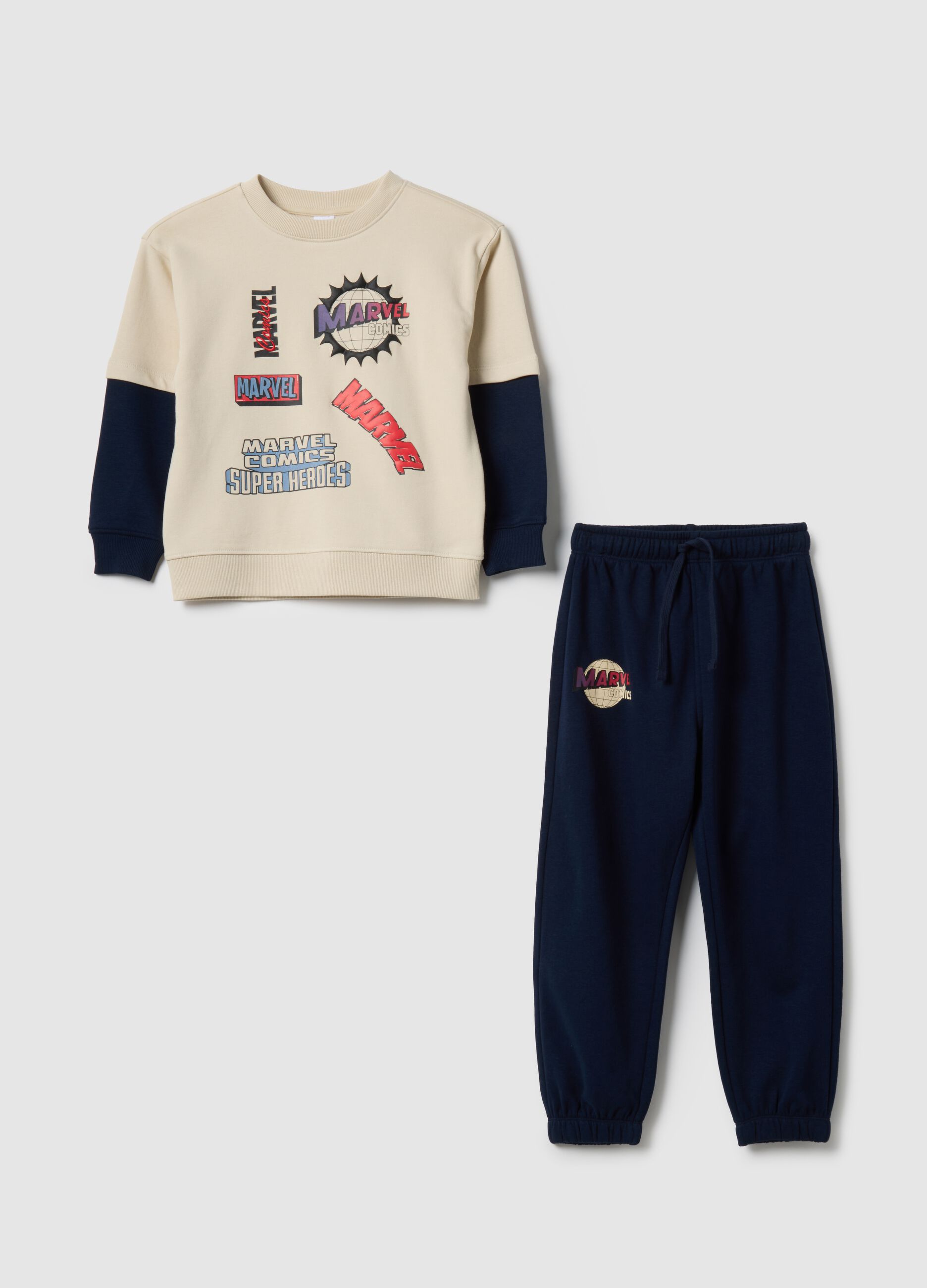 Multicolour sweatshirt and trouser set for children in cotton blend over fit