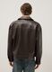Brown padded oversized jacket with zip_3