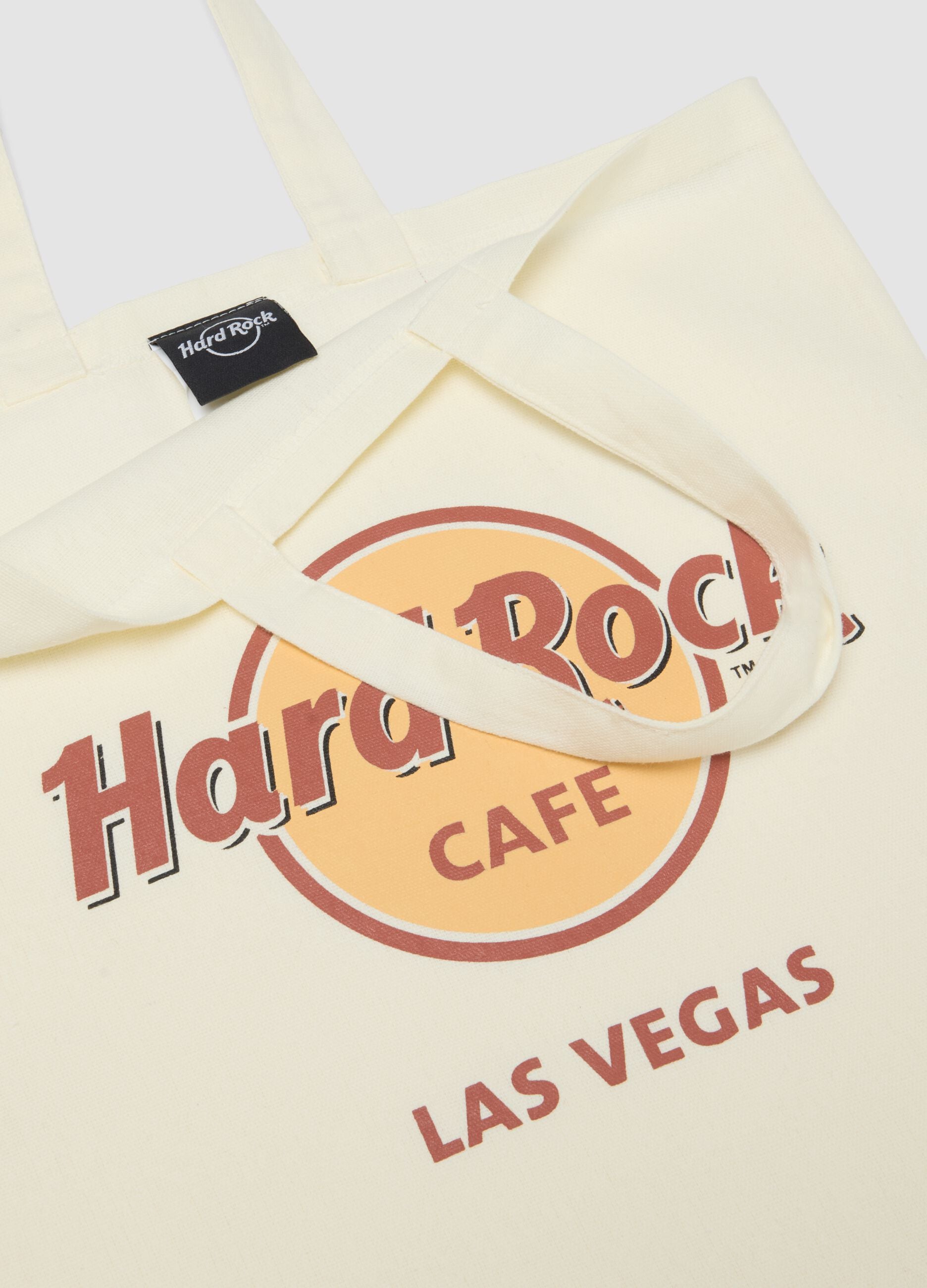 White pure cotton shopper bag with Hard Rock Cafe logo